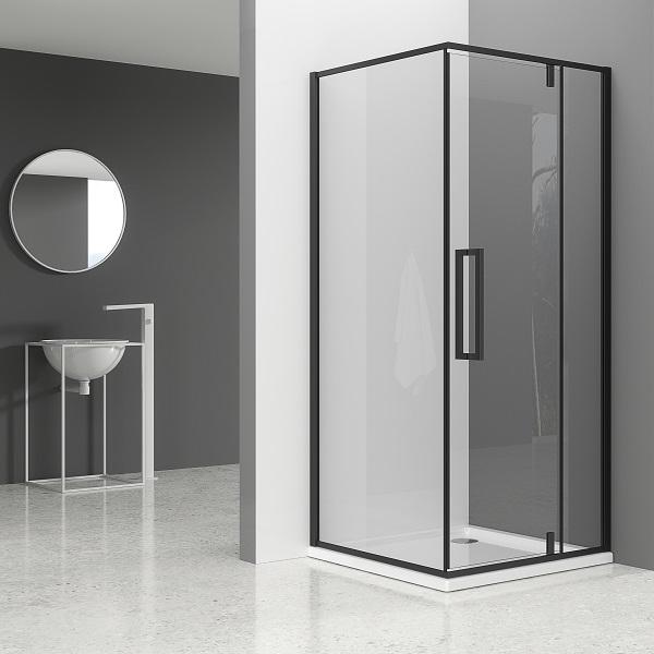 75-B-C3001 800X800 TR/BLACK B-LINE TUŠ KABINA KVADRATNA 800x800x1950, CRNA, PROZIRNO STAKLO, VRATA+STIJENA